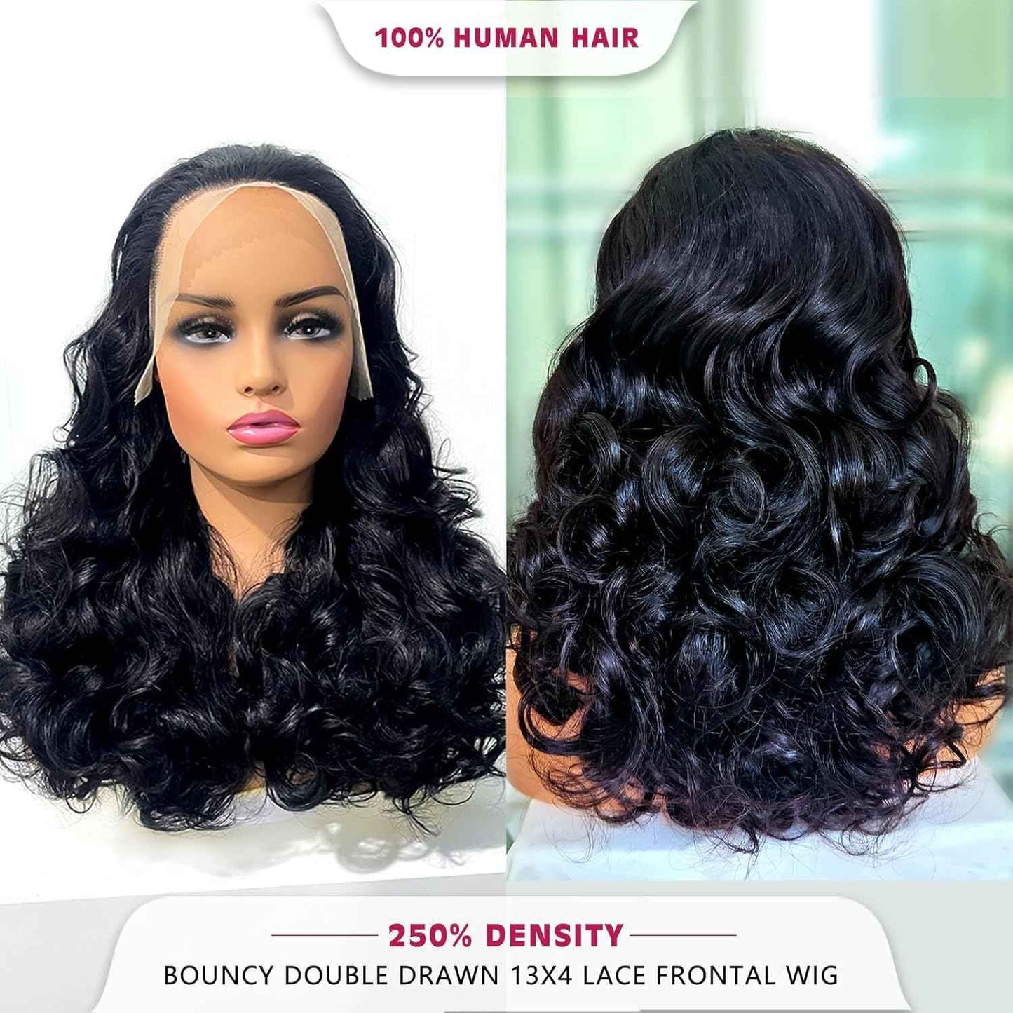 250 Density HD Lace Front Wigs Human Hair Loose Wave 13x4 Lace Front Wigs Human Hair Glueless Transparent Bouncy Body Wave Lace Frontal Wigs For Black Women Pre Plucked with Baby Hair 24 Inch