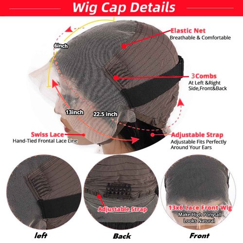 Nakkia 13x6 Bob Wig Deep Wave Lace Front Wigs Human Hair 13x6 Lace Frontal Wigs 180% Density Curly Bob Wig Human Hair Pre Plucked for Women Natural Black 16Inch