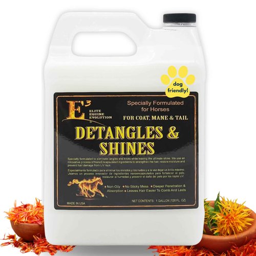 E3 Detangle and Shine for Horses - Instantly Detangles Mane and Tail, Adds Brilliant Shine, Moisturizes and Conditions, Non-Greasy (1 gal)