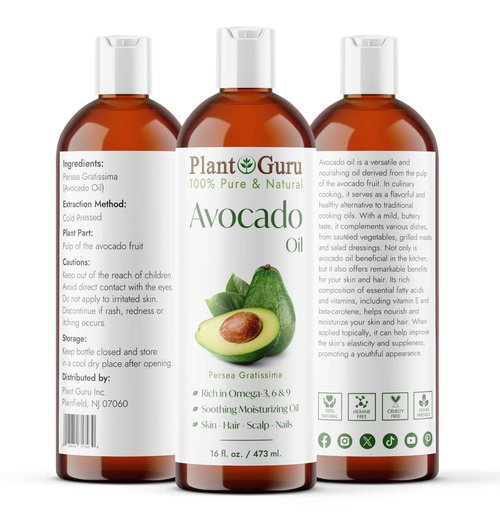 Carrier Oil Variety Set 16 oz Cold Pressed 100% Pure Natural Almond, Avocado, Coconut Fractionated, Grapeseed. For Aromatherapy Essential Oils, Skin & Hair Growth Moisturizer. Perfect for Body Massage