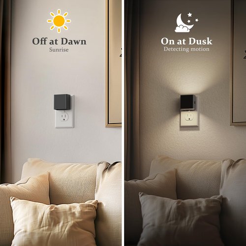 JandCase Night Light, Automatic Night Lights Plug into Wall, 2 Pack Modern Night Lights with Auto Light Sensor, 5000K Brightness Adjustable Nightlight for Kids Bathroom Hallway Kitchen Bedroom Decor