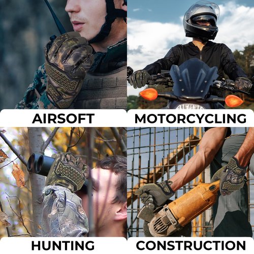 HANDLANDY Utility Mechanics Work Gloves with Grip, Impact Tactical Gloves for Men Women, Flexible Outdoor Yard Gloves