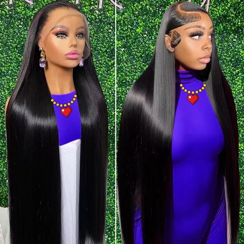 PERISMODA 13X6 Lace Front Wigs Human Hair Pre Plucked 30 Inch Straight Lace Front Wigs Human Hair 180% Density Glueless Transparent HD Lace Frontal Wigs Human Hair Wig for Women Natural Black Color