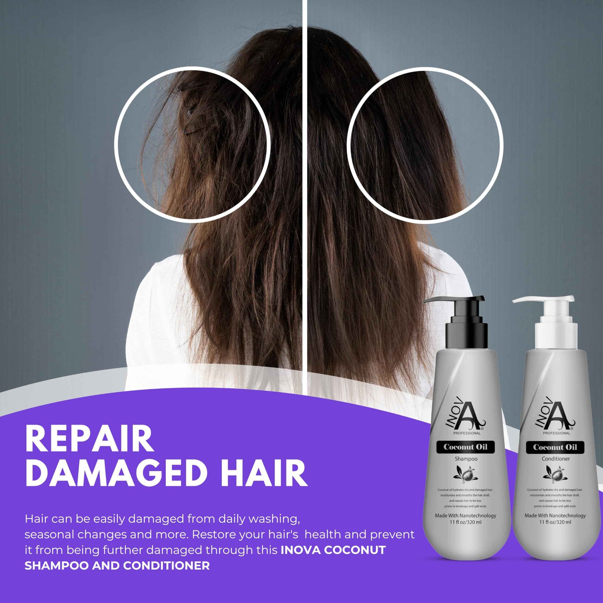 Inova Professional Coconut Oil Shampoo And Conditioner 11 Oz Each