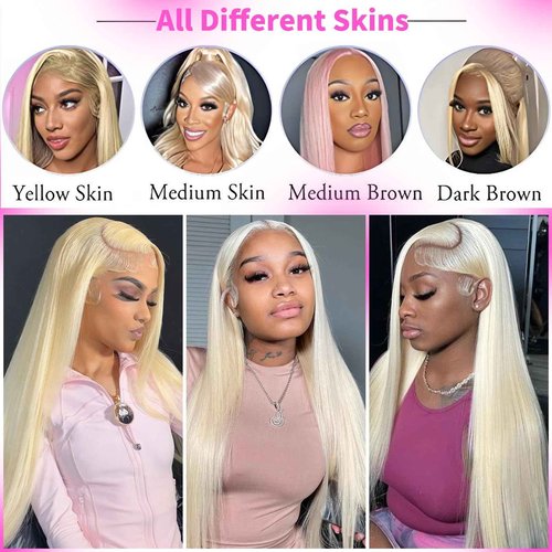 SUNKASA 32 Inch 613 Lace Front Wig Human Hair 200 Density Blonde Wig Human Hair 13X6 HD Transparent Straight Lace Front Wigs Blonde Glueless Wig for Women Pre Plucked with Baby Hair