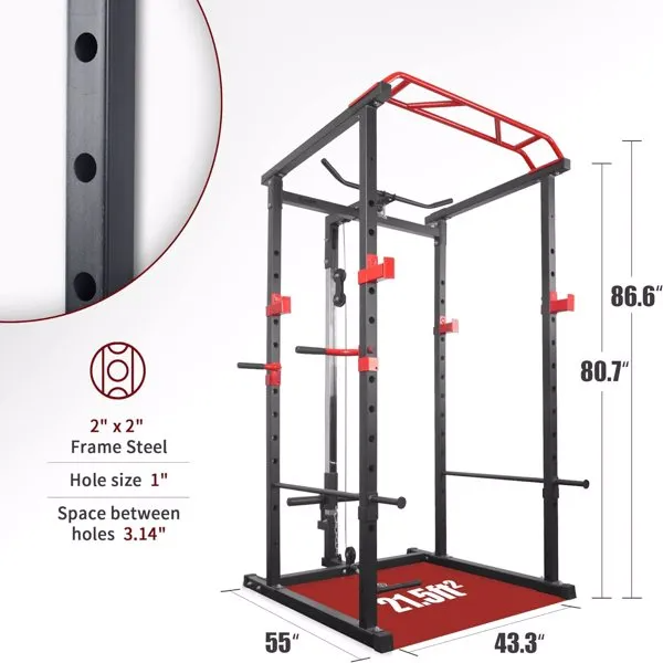 Multi-Functional Power Cage and Adjustable Pull-Up Squat Rack