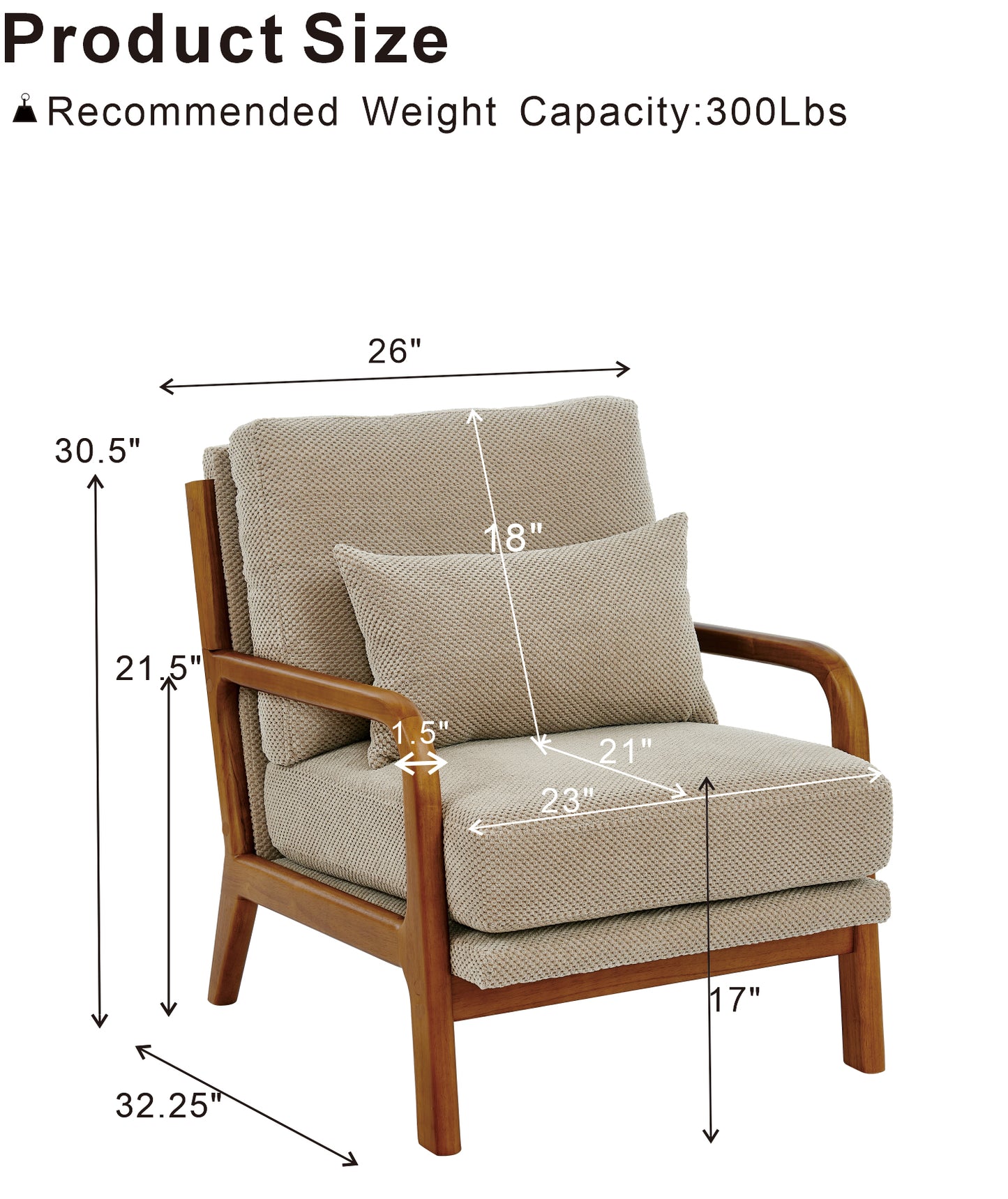 Mid-Century Modern Wooden Lounge Chair - Camel Upholstery