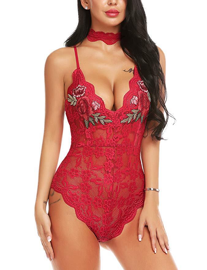 Women's Lace See-Through Embroidered Jumpsuit - Elegant & Minimalist Style