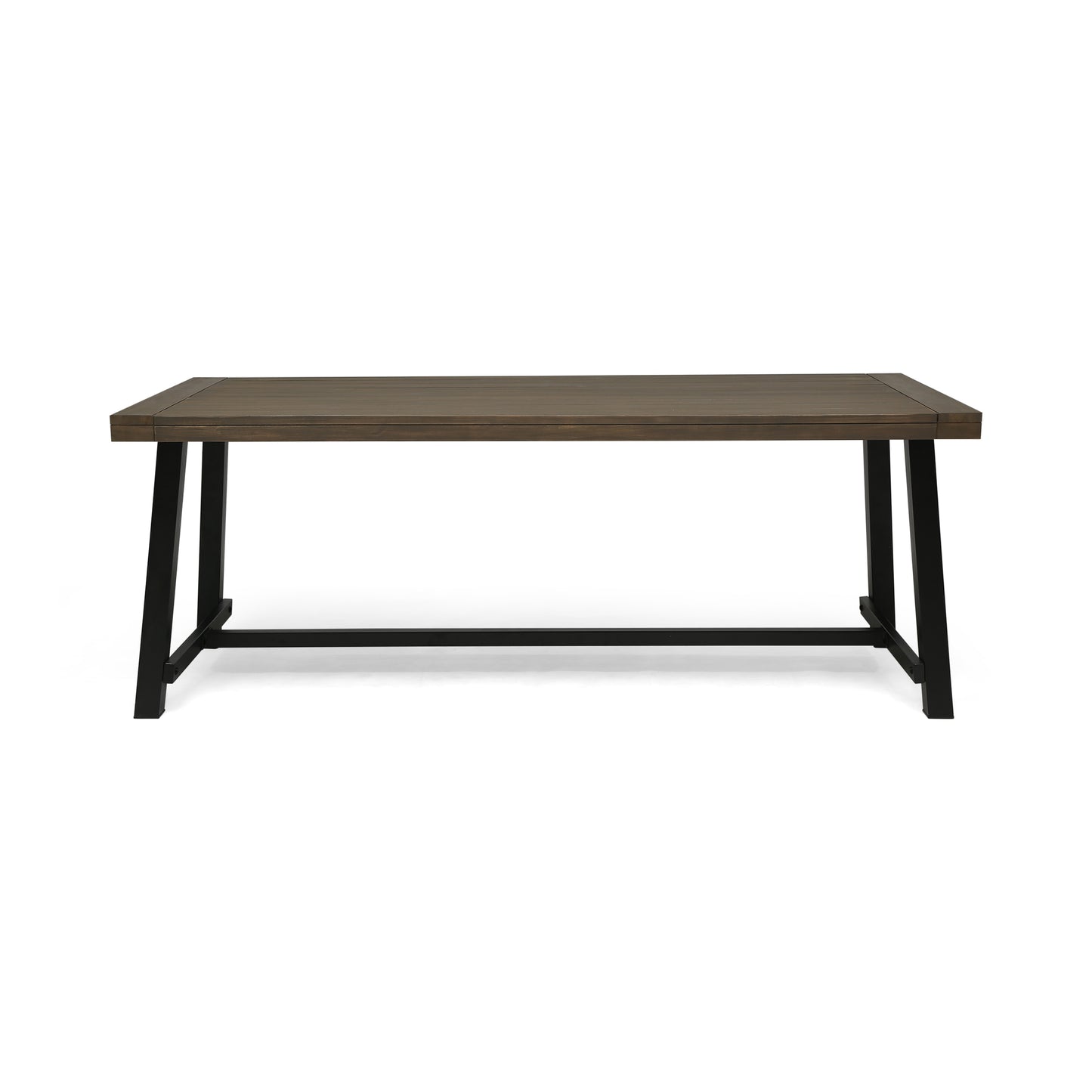 Outdoor Acacia Wood Dining Table - Grey Rustic Metal Frame