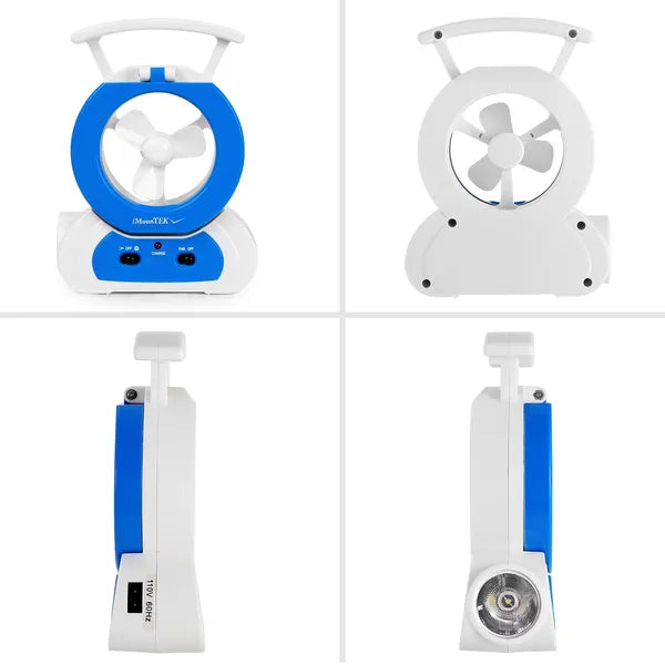 Multi-Functional Desk Fan with 180° LED Lamp & Flashlight - Portable Cooling & Lighting