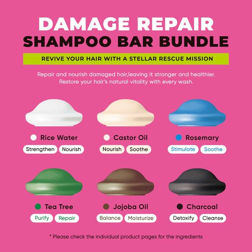 MARS MADE Damage Repair Shampoo Bar Bundle 2.0 - Hydrating & Moisturizing Natural Soap Bar for Hair & Scalp Nourishment - Solid Shampoo for All Hair Types (120g, 4.23oz - 6EA)