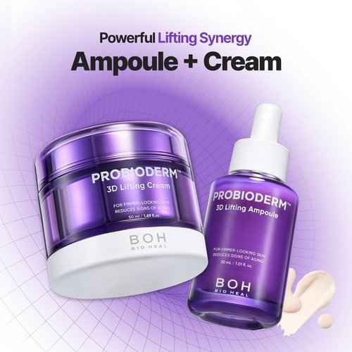 BIOHEAL BOH Probioderm 3D Lifting Cream + Ampoule Set Probioderm 3D Lifting Cream 1.7 fl oz | Advanced Korean Anti-Aging Probiotic Night Moisturizer and Serum for Fine Lines and Wrinkles