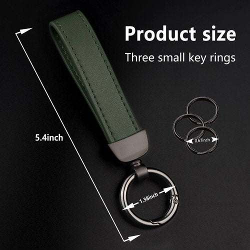 Turcee Leather Car Keychain, Creative Personality Leather Key Fob, Universal Key Fob Keychain for Men and Women (Green)