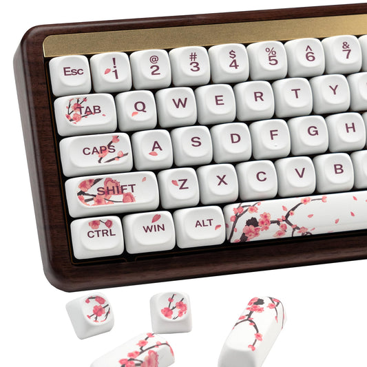XVX MOA Profile Cherry Blossom PBT Keycaps, 140-Key Dye-Sub Keycaps for ANSI/ISO Layout (Compatible with Cherry MX Switches & GK61/68/87/96/104/108, Includes 6.25u Spacebar)