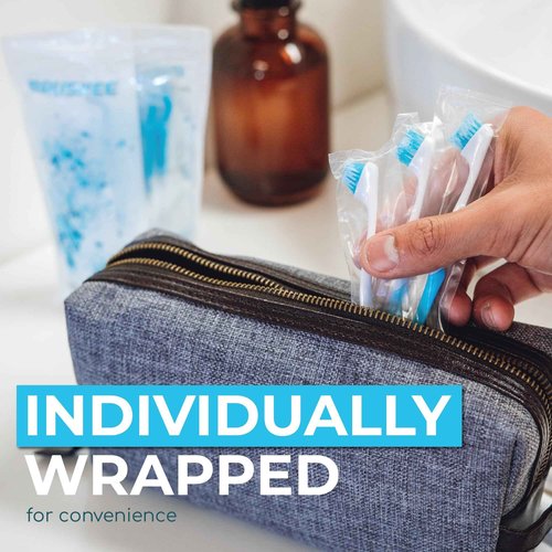 Brushee - The Evolution of Oral Care | 4-in-1 Tool (Paste + Brush + Floss + Pick) | Individually Wrapped | Disposable | Prepasted Travel Toothbrushes | Small Adult Toothbrush - (120-Pack)