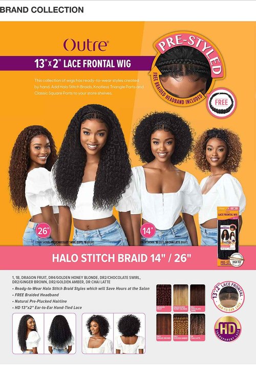 Outre Pre-Styled Synthetic HD 13X2 Lace Frontal Wig - HALO STITCH BRAID 14" (DR2/GDNAM)