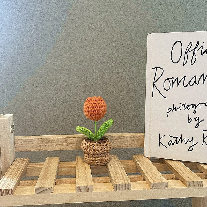 Mini Potted Artificial Flowers - Hand Woven Home Decor, All Colors