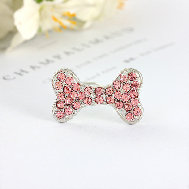 Versatile Rhinestone Dog Bone Hair Clip - Colorful Hair Accessory for Pets & Hair Styling