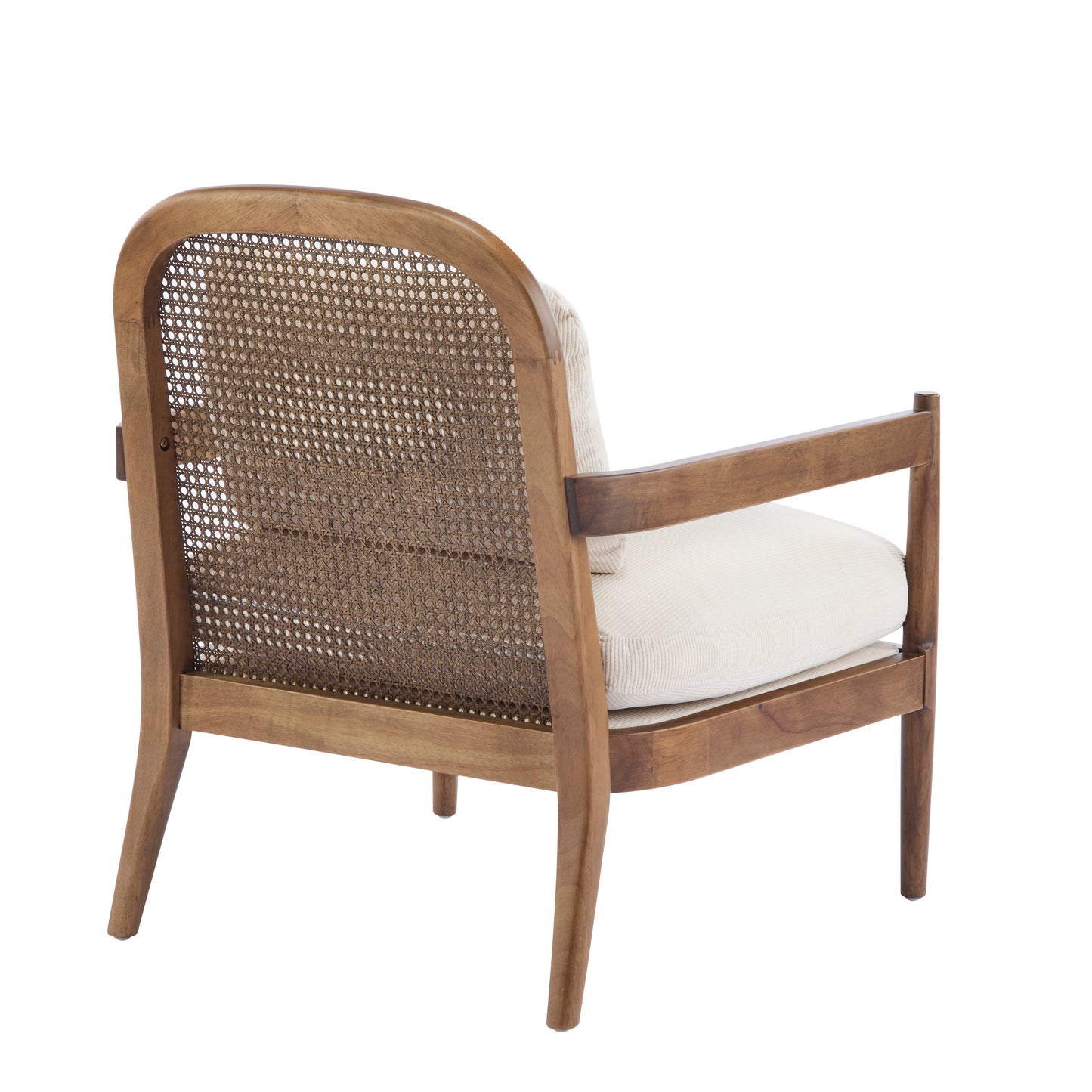 Mid-Century Modern Accent Chair Set - Light Brown & Beige Stripe