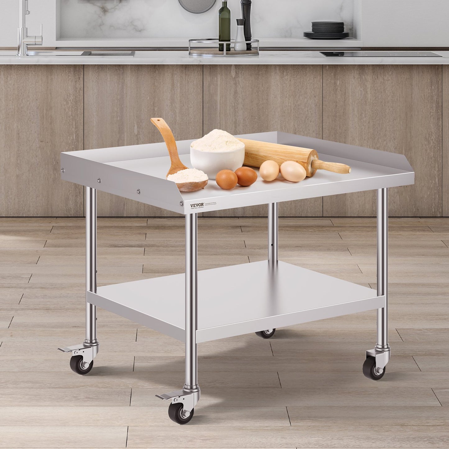 30" x 36" Stainless Steel Commercial Work Table with Wheels