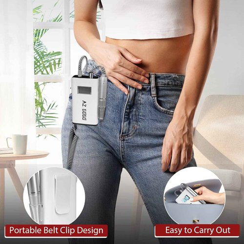 AZ GOGO Nail Drill Machine, 30000RPM Rechargeable Professional Portable Nail Drills for Acrylic Gel Nails - Salon Home Use (White)