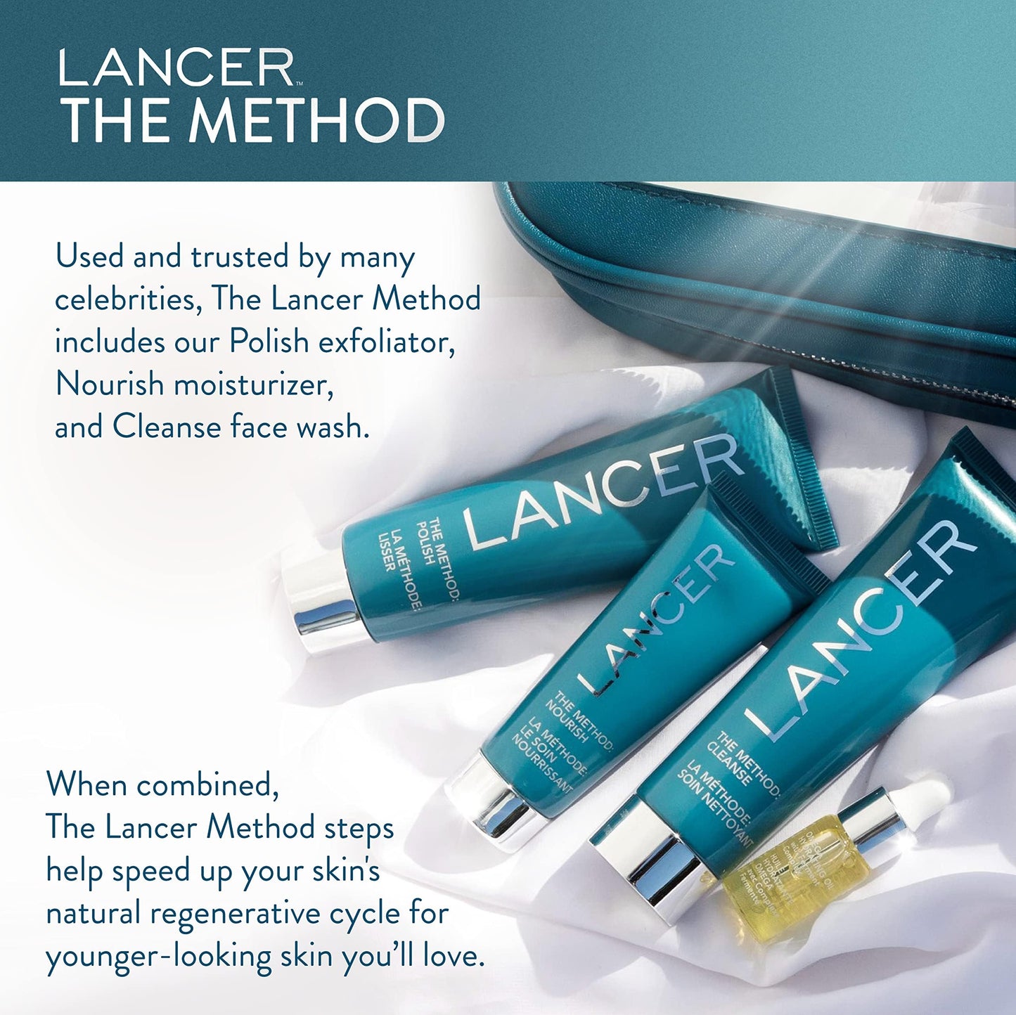 Lancer Skincare The Method Intro Kit, 3-Step Anti-Aging Facial Exfoliator, Cleanser, and Moisturizer Kit for Glowing Skin, Reveals Healthy-Looking Glowing Skin