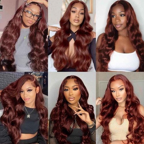 Uveous 28 Inch Reddish Brown Lace Front Wigs Human Hair 13x6 Body Wave Lace Front Wig 180% Density #33 Glueless Wigs Human Hair with Baby Hair Pre Plucked
