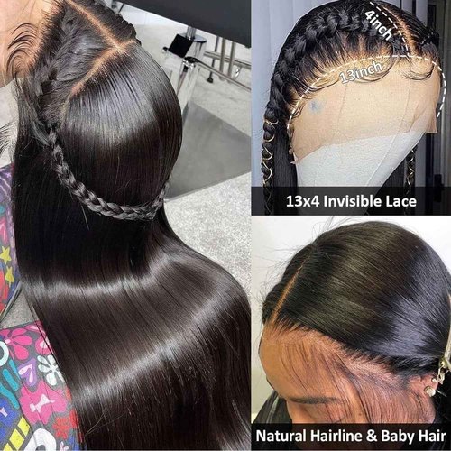 VIPbeauty 200% Density 13x4 Straight Lace Front Wigs Human Hair Bleaching Knot Blunt Cut 13x4 HD Lace Front Wigs Human Hair Pre Plucked 14A Brazilian Virgin Bone Straight Wigs for Women 20 Inch