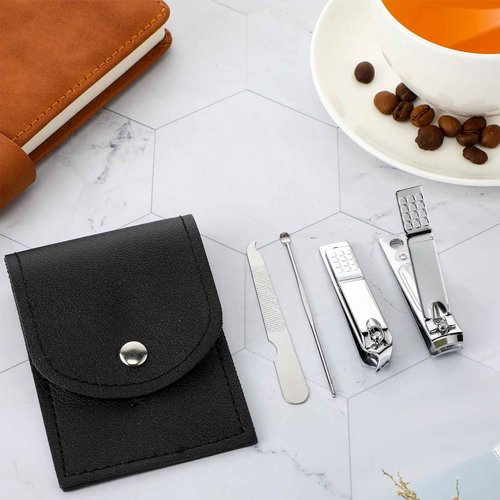 Lasnten 100 Bulk Nail Clipper Set Bulk Manicure Kit Stainless Steel Pedicure Professional Nail Care Kit with Travel Case Portable Grooming for Husband Men Women Family(Black,4 in 1)