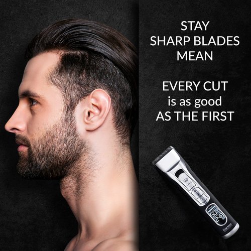 KARMIN T70 Professional Cordless Hair Clippers for Men, Beard Trimmer, Mustache, Haircut Tool, Ceramic Titanium Blades, Long Life Battery Operated, Rechargeable, Personal Grooming Barber Supplies