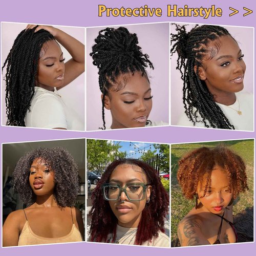2 Bundles Afro Kinky-Curly Human Hair Bulk 20 Inch Afro Kinkys Bulk Human Hair Black for Twist Dreadlocks Extensions Repair Locs