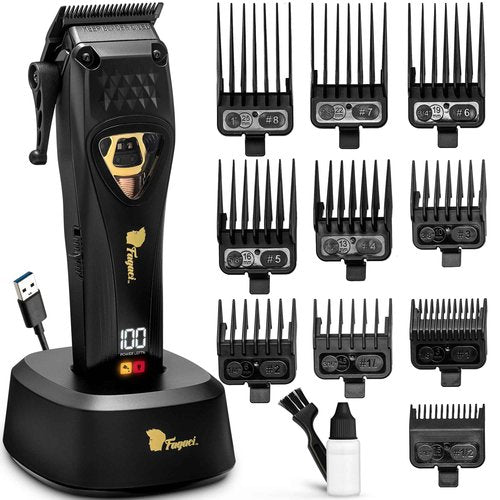 Fagaci Professional Hair Clippers for Men with DLC Blades and High Torque, Vector Motor 12000 RPM Professional Barber Clippers Cordless, Mens Hair Clipper Cordless Set