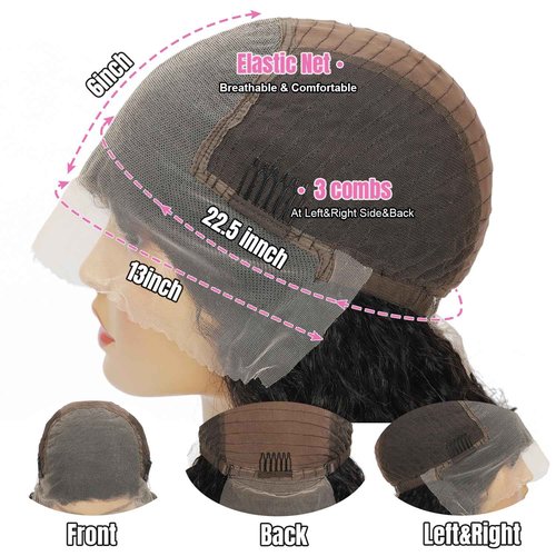 Ksflaae 13x6 Water Wave Lace Front Wigs Human Hair Pre Plucked 180% Density HD Transparent Lace Frontal Wigs Human Hair for women Glueless Wigs Curly Wigs Pre Plucked with Baby Hair 22 Inch