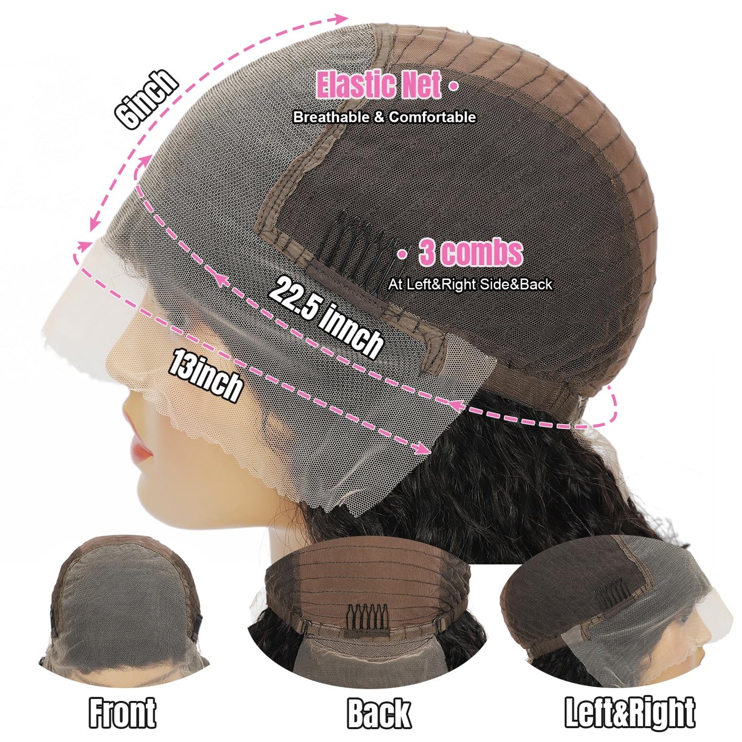 Ksflaae Water Wave 13x6 Lace Front Wigs Human Hair Pre Plucked 180% Density HD Transparent Water Wave Lace Frontal Wigs Human Hair for Women Curly Lace Front Wigs Natural Color 26 Inch