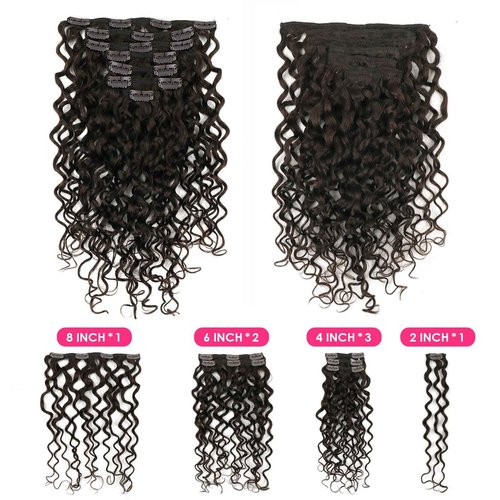 Yuniffe Natural Wavy Hair Extensions Clip ins for Women Dark Brown Natural Wave Curly Clip in Hair Extensions Double Weft 7Pcs 120g Full Head Human Hair Clip in Extensions 20 Inch #2