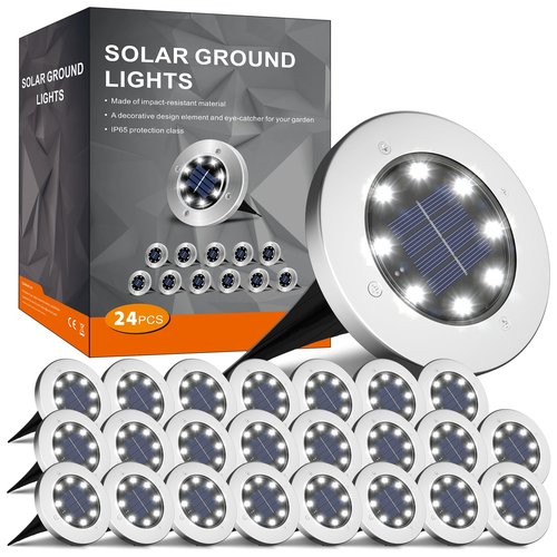 INCX Solar Lights Outdoor Waterproof, 24 Pack Solar Light for Outside, Garden Lights Landscape Lighting for Patio Pathway Lawn Yard Deck Driveway Walkway, Cold White