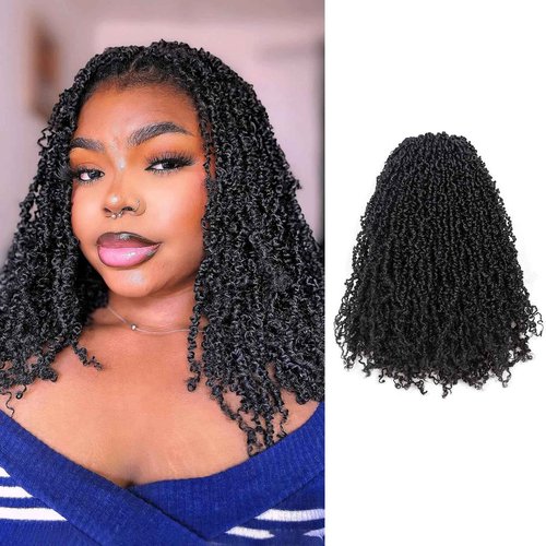 ToyoTress Yanky Twist Crochet Hair - 18 Inch 8 Packs (30 Strands/Pcs) Fluffy Spring Mini Twist Passion Twist, Natural Black Long Pre-Looped Crochet Braids Braiding Hair (18 Inch, 8P-1B)