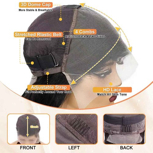 OOVVDA 30 Inch 13x6 Lace Front Wigs Human Hair Straight Lace Front Human Hair Wig Pre Plucked 200 Density Glueless Natural Black Straight Wig 13x6 HD Lace Frontal Wigs for Women