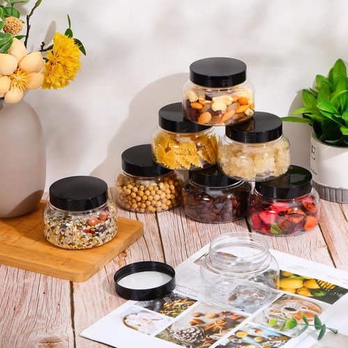 Bokon 96 Pieces 8 oz Plastic Jars with Lids Travel Clear Plastic Cosmetic Containers Refillable Round Lotion Container for Lotion Cream Ointments Makeup Eye Shadow Body Butter