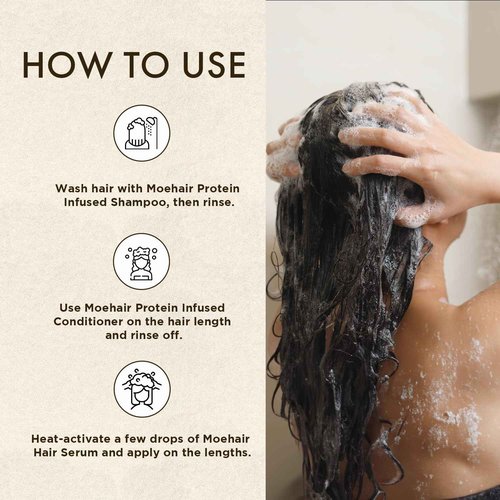 Moehair Protein Infused Shampoo and Conditioner with Hair Serum Pack | Sulfate and Paraben Free Shampoo | Revitalize Dull, Weak and Damaged Hair | Made in the USA