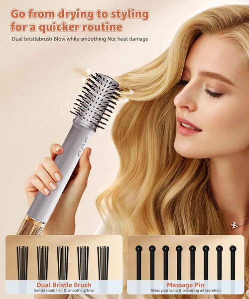 CoolMouse 7 in1 Hot Air Styler: Blow Dryer Brush with 5M Negative Ion & 110,000 RPM, Fast Drying Curling Straightener Volumizer for All Hair Types