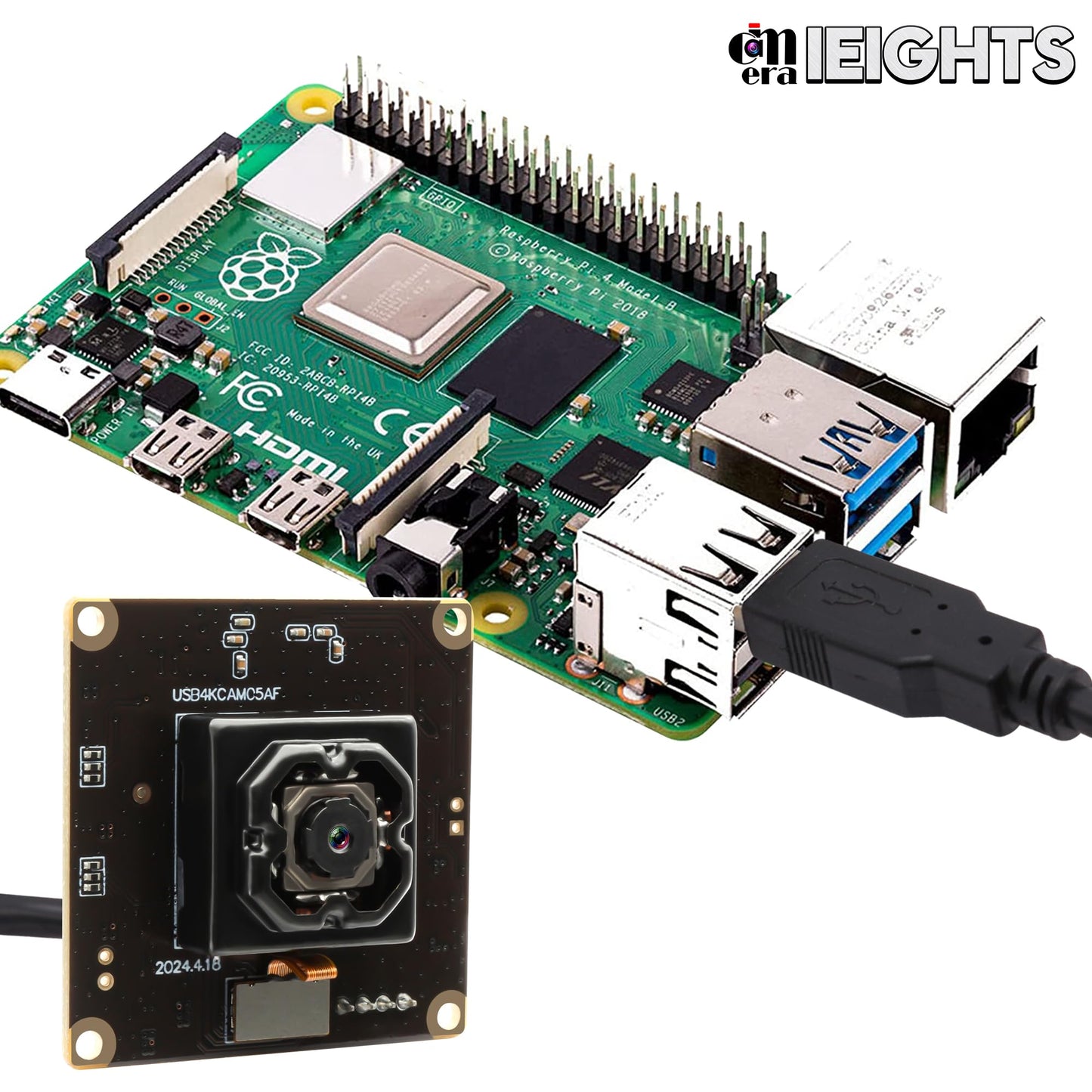 4K 30fps Autofocus Anti-shake USB Camera Module for Raspberry Pi, 3840(H)×2880(V)@15fps Lightburn Camera, 11mp Wide Angle Web Camera for Desktop Computer, Mini-Sized Webcam for Linux, Windows, Android