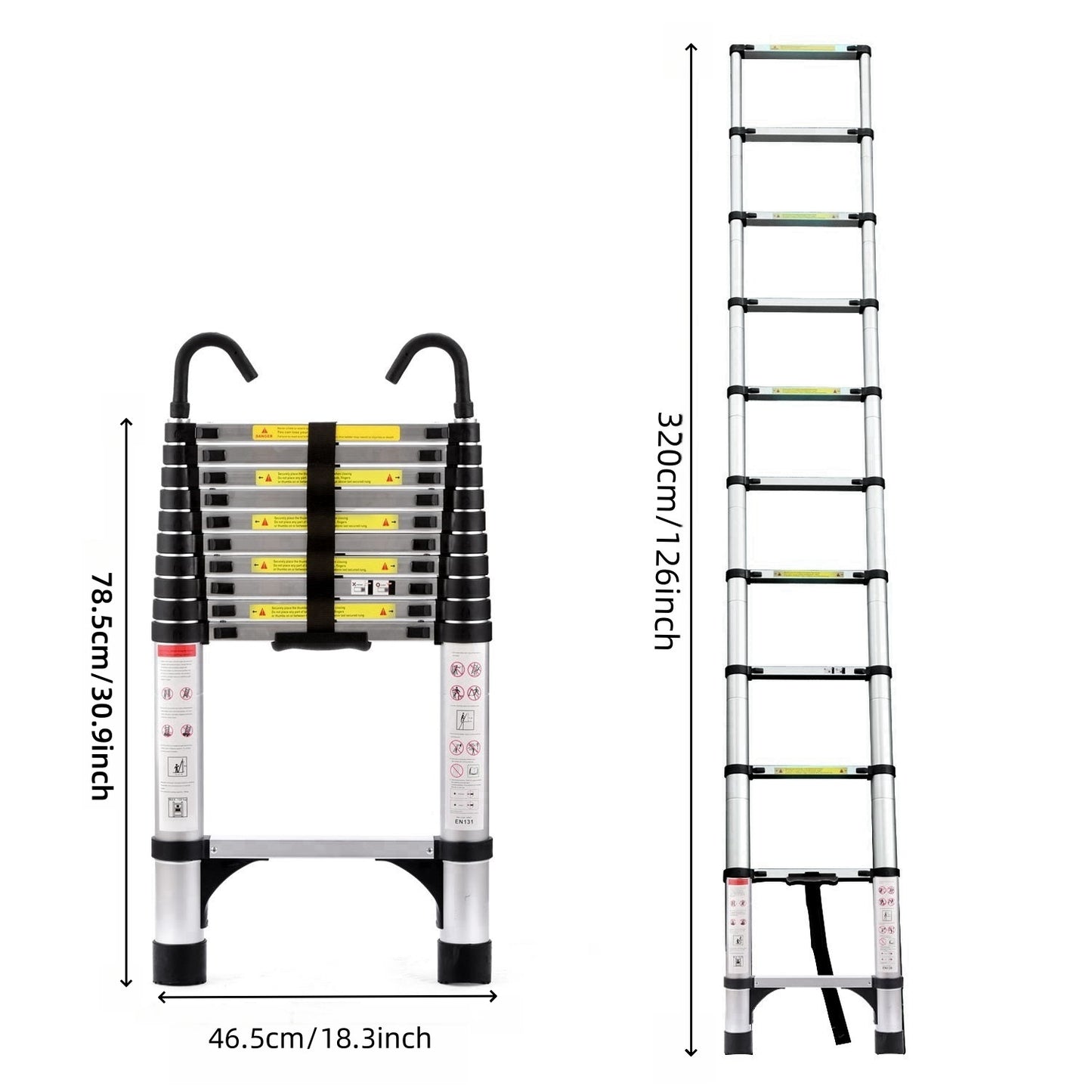 3.2m Aluminum Folding Ladder - Multi-Functional Home & Work Use