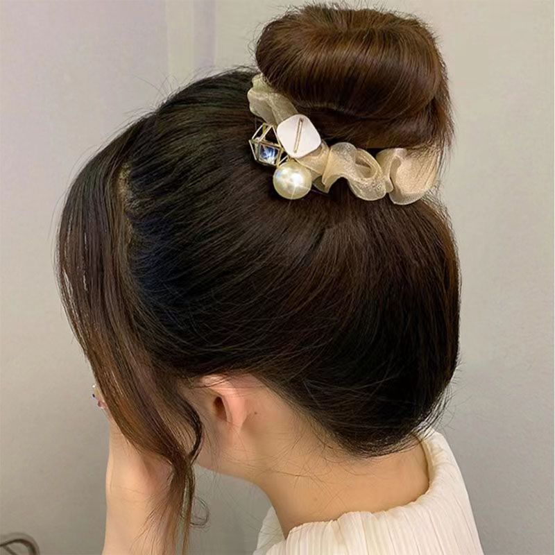 Luxury Pearl Organza Elastic Hair Rope - Stylish Hair Accessory