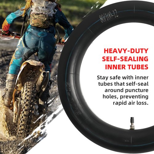 AR-PRO (2-Pack) 80/100-12 Dirt Bike Inner Tubes with TR4 Straight Valve, Replacement Standard Motorcycle Inner Tube 2.75/3.00-12 Heavy Duty, Compatible with Honda CRF70F/XR70, Yamaha TTR 90, and More