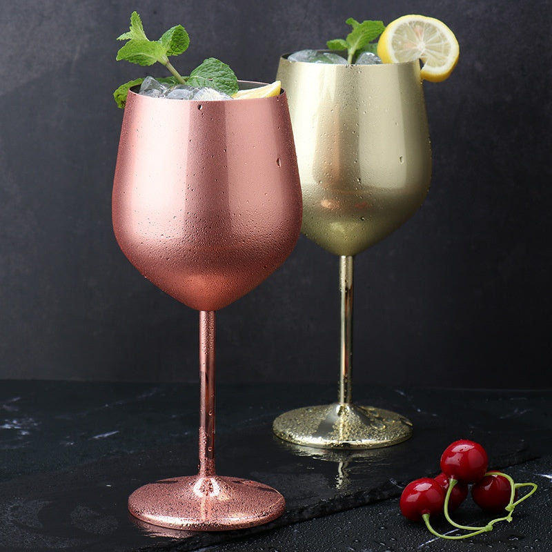 500ml High-Leg Drop-Resistant Copper Plated Wine Glass - European Style