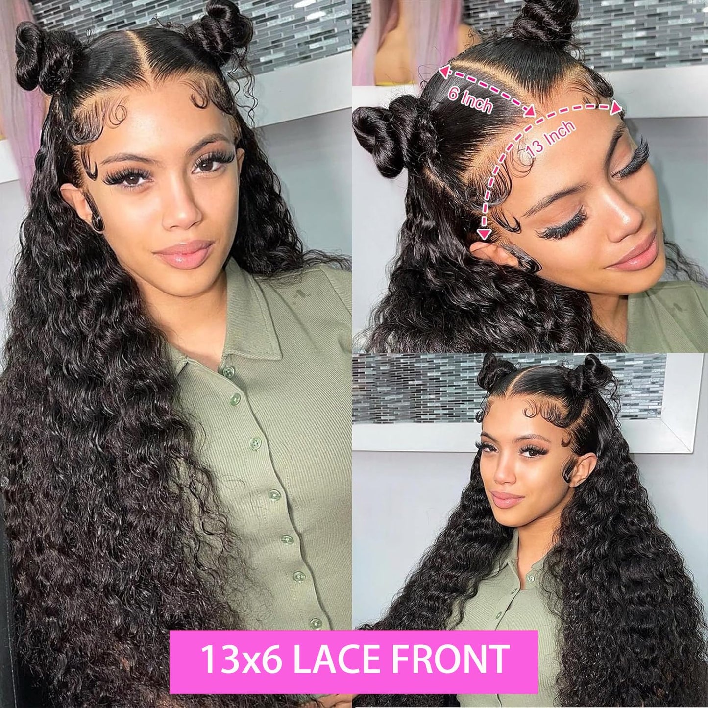 InsQueen Water Wave Lace Front Wigs Human Hair Pre Plucked Bleached Knots Wet and Wavy 13x6 HD Lace Frontal Wigs for Black Women 200% Density Brazilian Remy Human Hair (Water Wave Wig, 24 Inch)