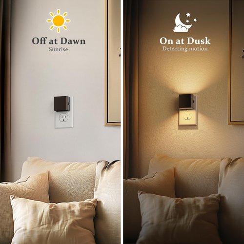 JandCase Night Light,Automatic Night Lights Plug into Wall,Dusk to Dawn,2 Pack Soft White 3000K Brightness Adjustable Nightlight for Kids Bedroom Bathroom Hallway Kitchen