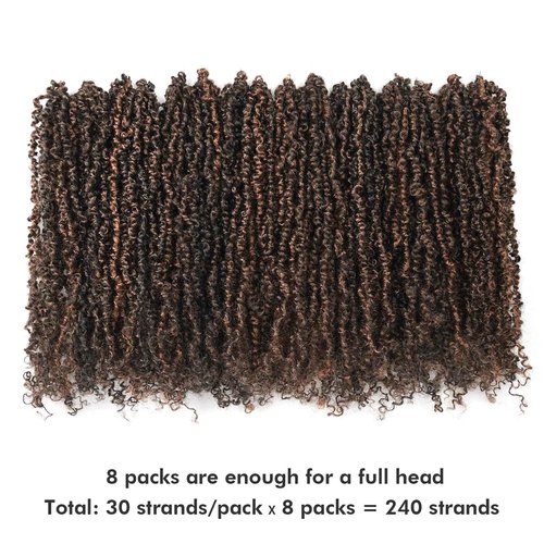 Toyotress Yanky Twist Crochet Hair - Fluffy Spring Mini Twist Passion Twist, Pre-Looped Crochet Braids Braiding Hair (6 Inch, F1B/30-8P)