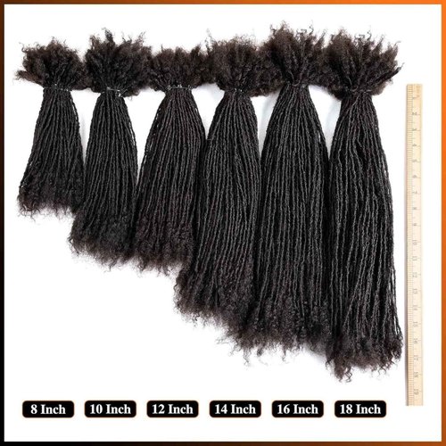 100% Real Human Hair 0.2cm Width 12 Inch Loc extensions Human Hair with Curly Ends 50 Strands per pack Full Handmade Dreadlock Extensions Can be dyed and bleached for Men Women Kids (12 Inch-50)